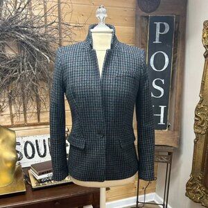 J.Crew Wool Blazer - Size 4 - Grey, Jewel Tones